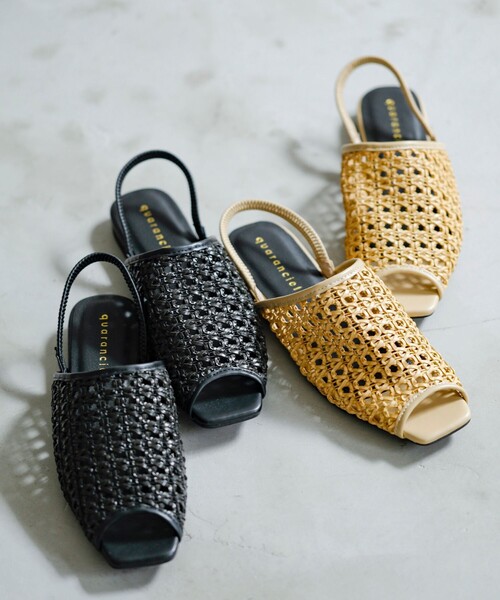 quaranciel サンダル quaranciel: メッシュ フラット レディース