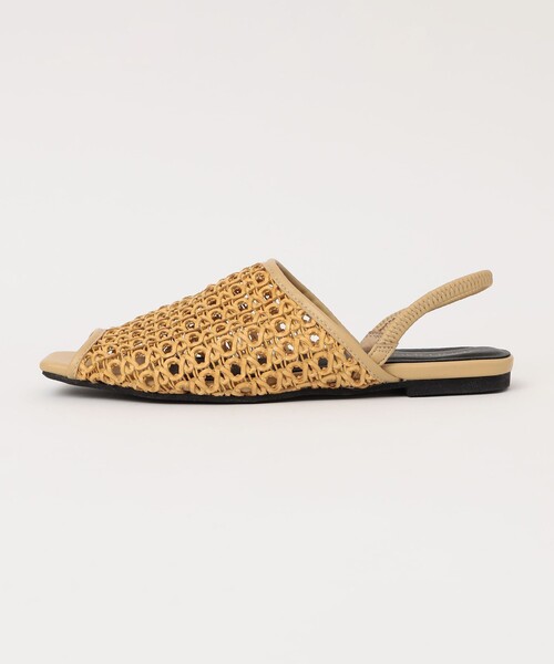 【新品未使用】QUN TOKYO メッシュフラットサンダル quaranciel サンダル quaranciel: メッシュ フラット レディース