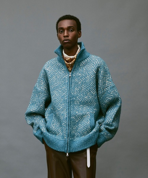 soerte」 ニットカーディガン 2 ブルー メンズ Wool Blend Gradation 