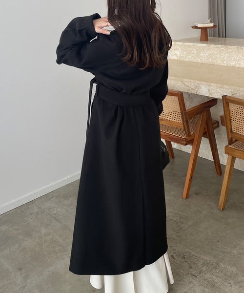 「JUNOAH」 ノーカラーコート SMALL ベージュ レディース_画像3