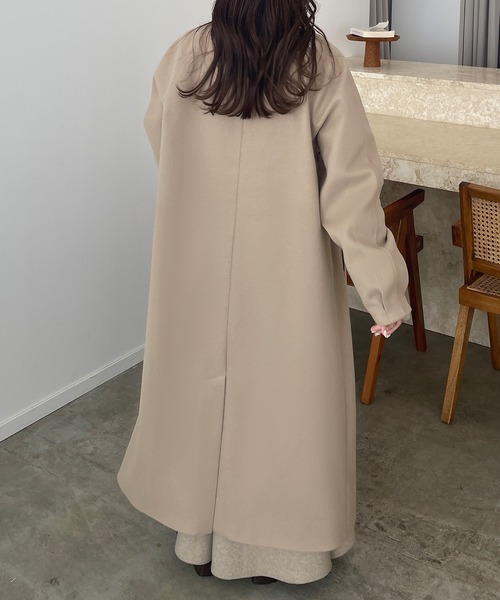 「JUNOAH」 ノーカラーコート SMALL ベージュ レディース_画像6