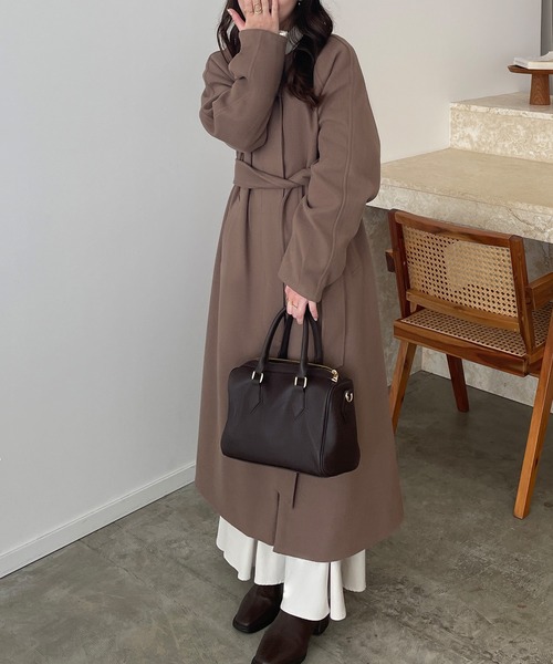 「JUNOAH」 ノーカラーコート SMALL ベージュ レディース_画像9