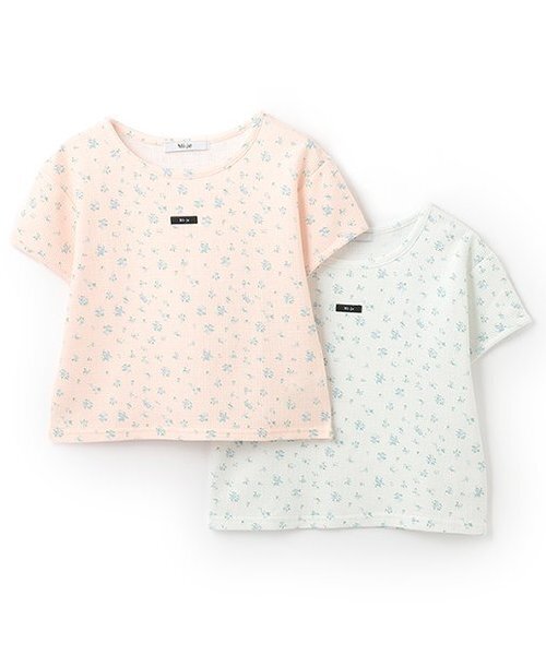 Miーje（ミジェ） tシャツ 半袖 小花柄ワッフル半袖Tシャツ「韓国