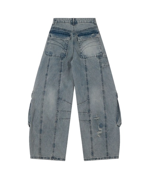 ジーンズ 「HOOK」ストラップベルトカーゴデニムパンツ メンズ