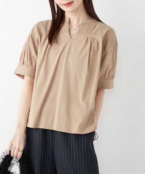 tシャツ SHIPS Colors:「手洗い可能」ハイツイスト コンビ スキッパー プルオーバー レディース SHIPS Colors tシャツ Colors:「手洗い可能」ハイツイスト