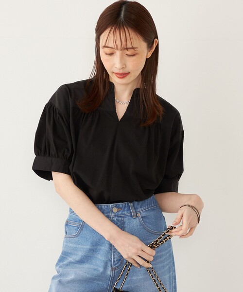 tシャツ SHIPS Colors:「手洗い可能」ハイツイスト コンビ スキッパー プルオーバー レディース