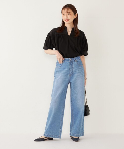tシャツ SHIPS Colors:「手洗い可能」ハイツイスト コンビ スキッパー プルオーバー レディース SHIPS Colors:〈手洗い可能〉ハイツイスト コンビ スキッパー