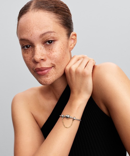 Pandora シルバー セーフティチェーン付きブレスレット　バラ売り不可！！ Pandora シルバー セーフティチェーン付きブレスレット バラ売り不可