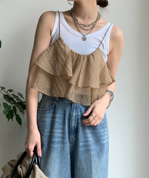 tシャツ フリルキャミセット レディース