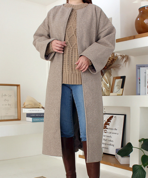 「MODE ROBE」 ノーカラーコート FREE モカ レディース_画像2