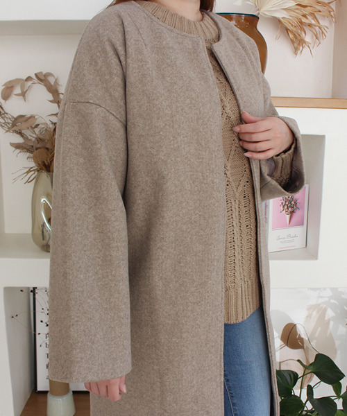 「MODE ROBE」 ノーカラーコート FREE モカ レディース_画像3