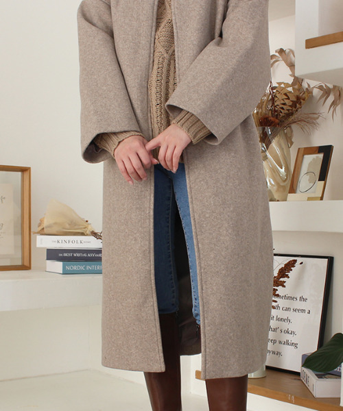 「MODE ROBE」 ノーカラーコート FREE モカ レディース_画像7