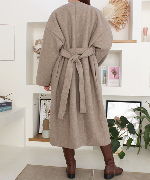 「MODE ROBE」 ノーカラーコート FREE モカ レディース_画像8