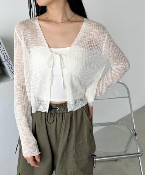 CLEA カーディガン フロントリボンシアーカーディガン レディース