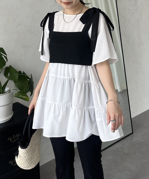 「prose verse」 半袖チュニック LARGE オフホワイト レディース_画像7