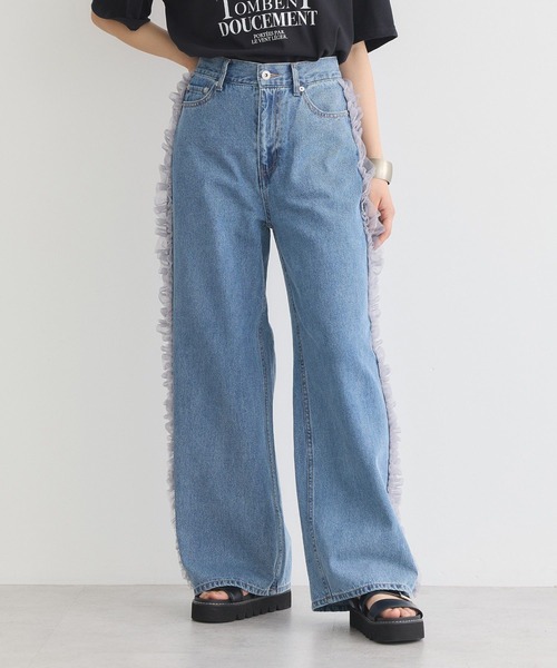 EARTH MUSIC&ECOLOGY レディース デニムパンツ Mサイズ earth music&ecology ジーンズ デニム デニムパンツ サイド