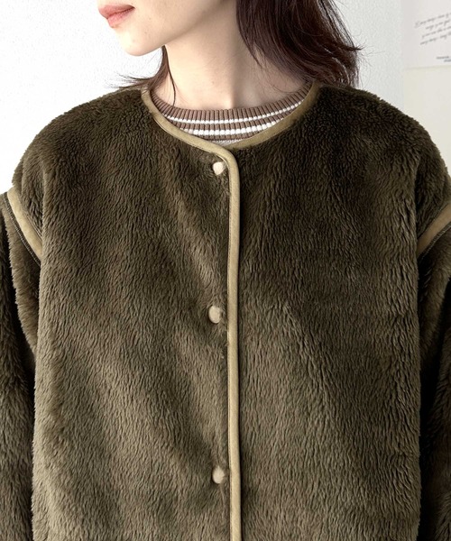 「Java」 ノーカラージャケット SMALL ブラウン レディース_画像3