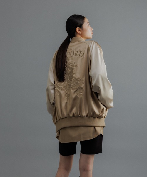 ADAM ET ROPÉ サテン スカジャン EUPHORIA刺繍入り ADAM ET ROPE' スカジャン 「WEB限定」スカジャン ””EUPHORIA