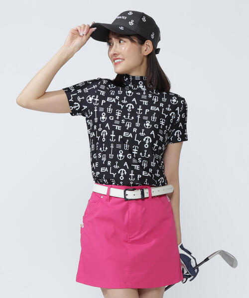 PEARLY GATES - ショートパンツ&amp;モックネックTシャツ PEARLY GATES tシャツ 「PEARLY GATES」アンカーロゴ柄プリント