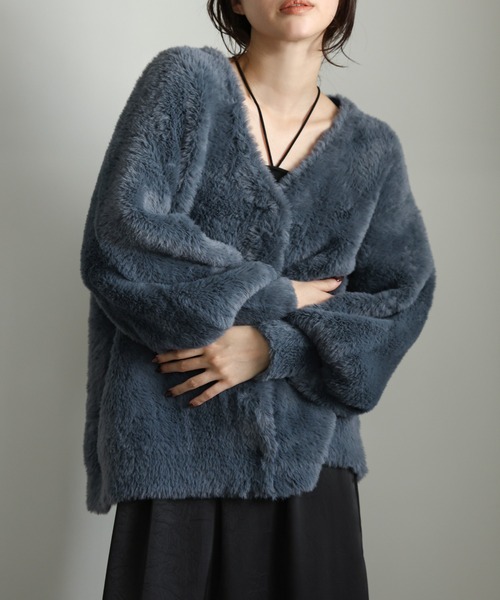 select MOCA Et カーディガン 「Et」Shaggy V-Neck Volume Cardigan 