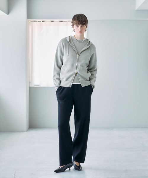 N.O.R.C パーカー コットンカシミヤニットジップフーディー レディース