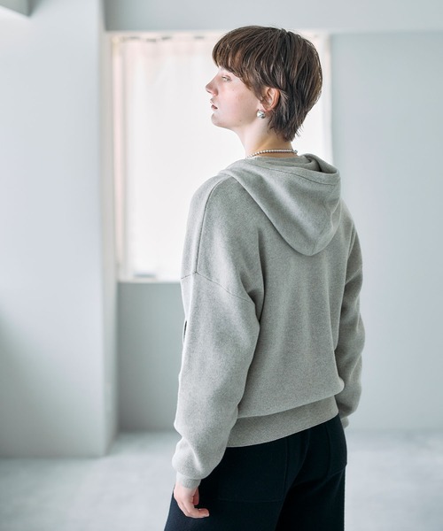 N.O.R.C パーカー コットンカシミヤニットジップフーディー レディース