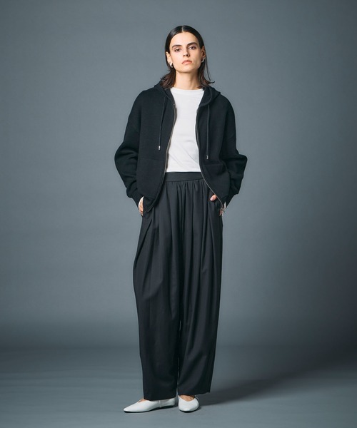 N.O.R.C パーカー コットンカシミヤニットジップフーディー レディース