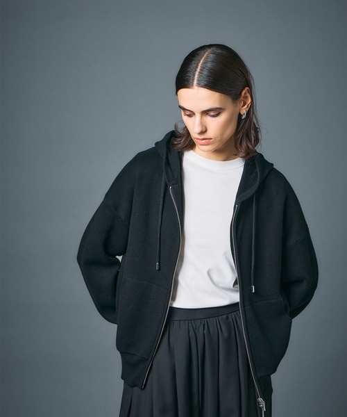 N.O.R.C パーカー コットンカシミヤニットジップフーディー レディース