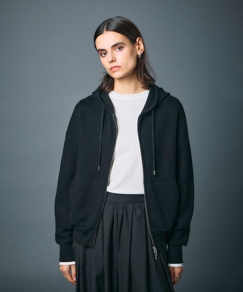 N.O.R.C パーカー コットンカシミヤニットジップフーディー レディース