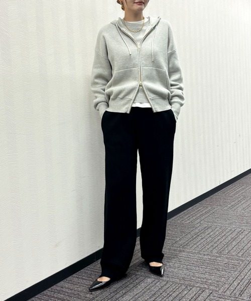 N.O.R.C パーカー コットンカシミヤニットジップフーディー レディース