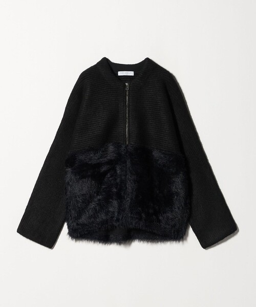 A DAY IN THE LIFE カーディガン ガーター×フェザー ジップ