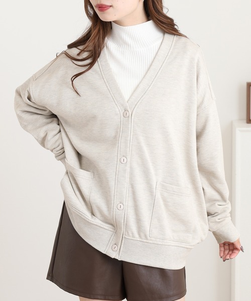 OMNES（オムネス） カーディガン 裏毛Vネックカーディガン長袖