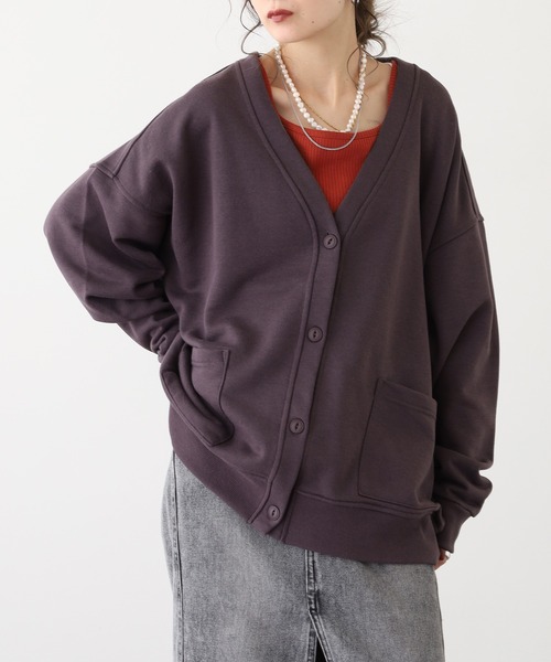 OMNES（オムネス） カーディガン 裏毛Vネックカーディガン長袖