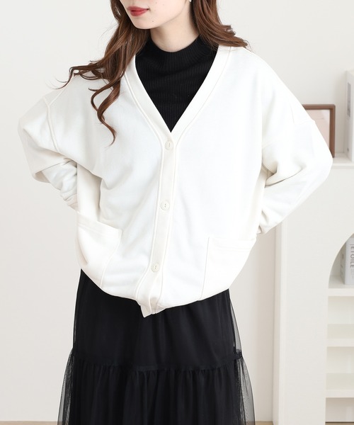 OMNES（オムネス） カーディガン 裏毛Vネックカーディガン長袖