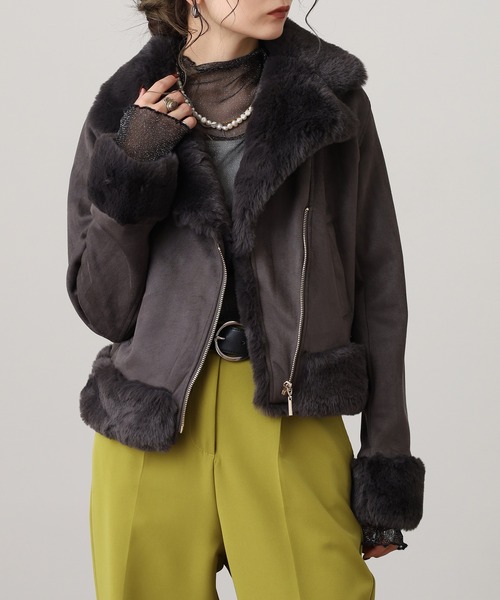 ファー付 レザージャケット 本革ライダース 裏地キルティング XL Ree&Mee レザージャケット ライダース 裏地付き ウェード ポンチ