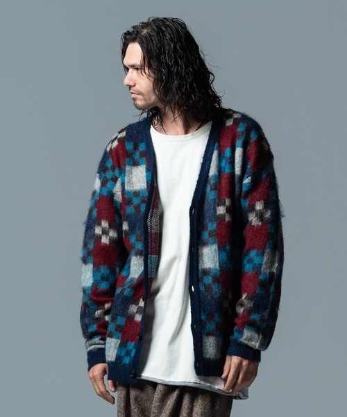 glamb（グラム） ニットカーディガン L ブルー メンズ : ZOZOTOWN