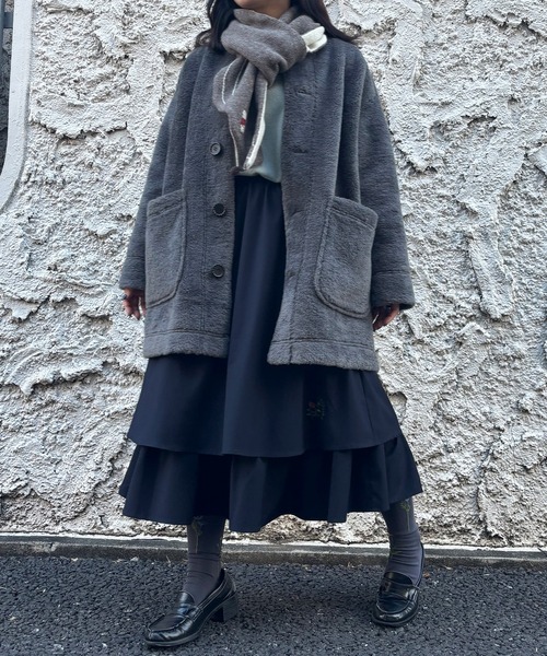 SUPER HAKKA（スーパーハッカ） ノーカラーコート コート ボンディング