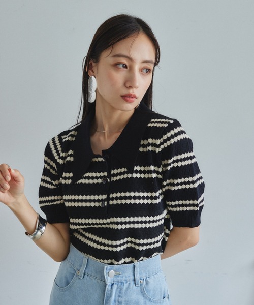 「VANNIE U」 半袖ニット FREE アイボリー レディース_画像6