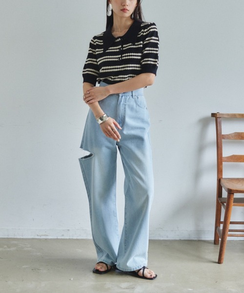 「VANNIE U」 半袖ニット FREE アイボリー レディース_画像7