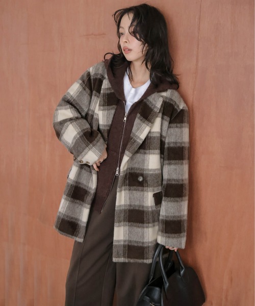 ジャケット テーラードジャケット ミックスシャギー ジャケットコート