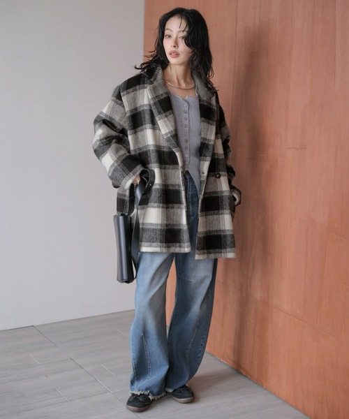 ジャケット テーラードジャケット ミックスシャギー ジャケットコート