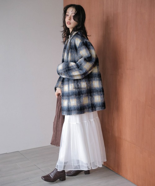 ジャケット テーラードジャケット ミックスシャギー ジャケットコート