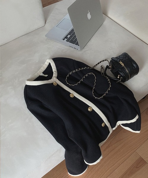 「LAUIR」 ノーカラージャケット SMALL アイボリー レディース_画像4