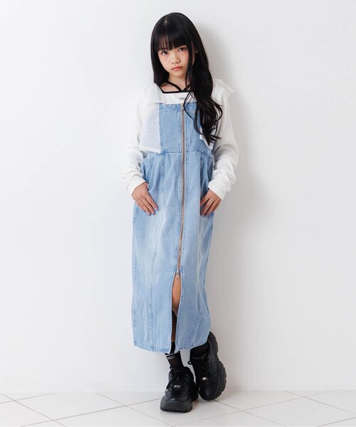 algy（アルジー） ワンピース フロントジップりぼんジャンスカ キッズ