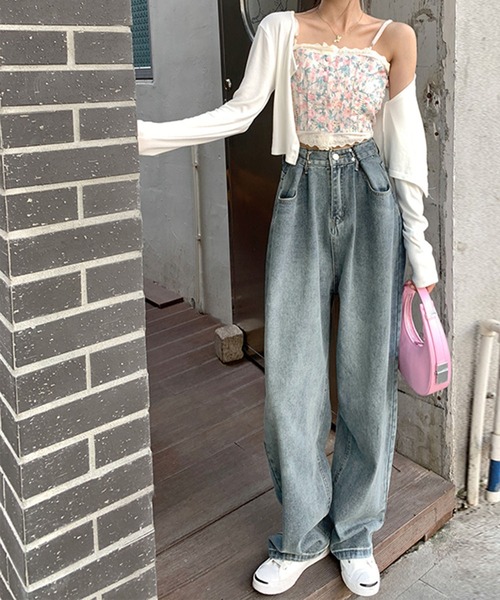 「me+em select」 デニムパンツ MEDIUM ライトブルー レディース_画像6