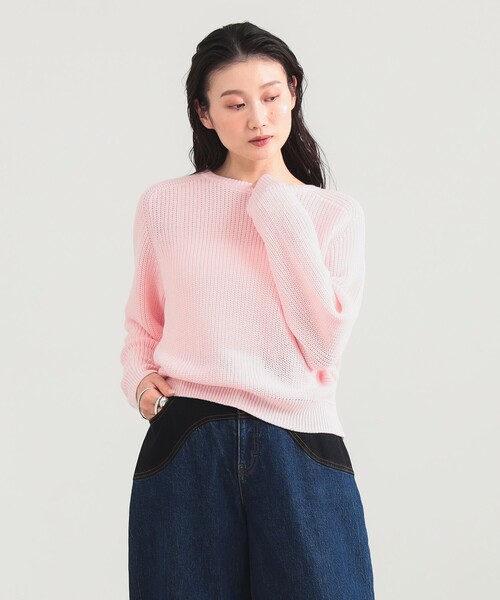 Demi-Luxe BEAMS 畦編み ニット プルオーバー .M グレー Demi-Luxe BEAMS（デミルクス ビームス）5ゲージ コットン 畦編み プル