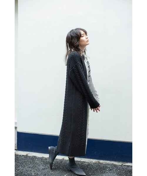 「OSMOSIS」 「loaf」ニットワンピース ONE SIZE キャメル レディース_画像4