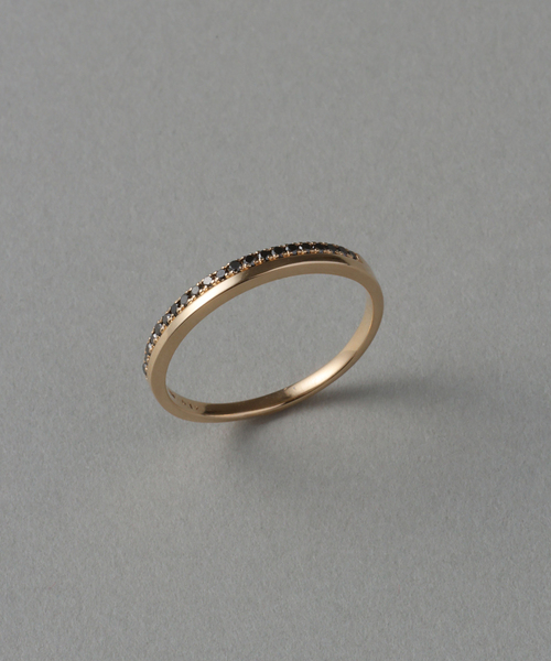 Lilas 指輪 リング ダブルラインブラックダイヤリング K10 レディース