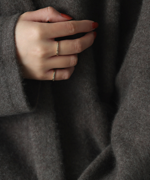 Lilas 指輪 リング ダブルラインブラックダイヤリング K10 レディース