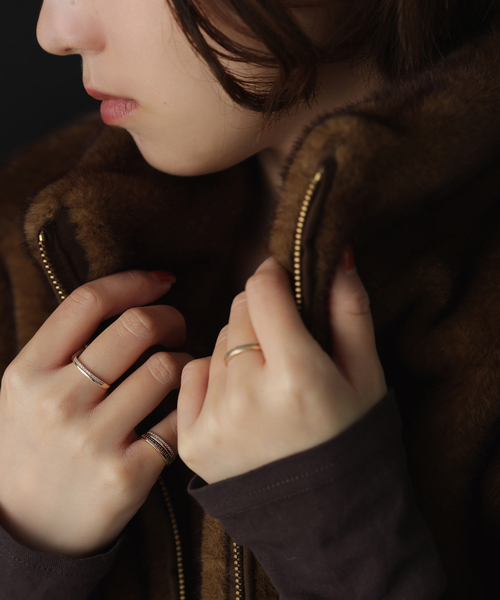 Lilas 指輪 リング ダブルラインブラックダイヤリング K10 レディース